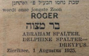 In 1925 werd zoon Roger Bar Mitswah. Collectie J.A. Spalter.